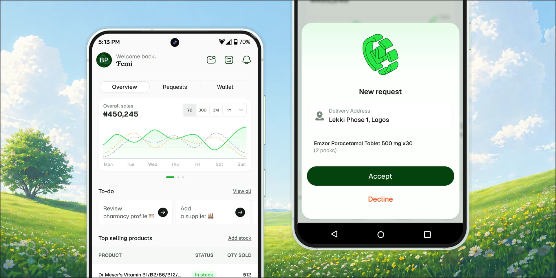 Aperçu du produit de l'application mobile Dispensary